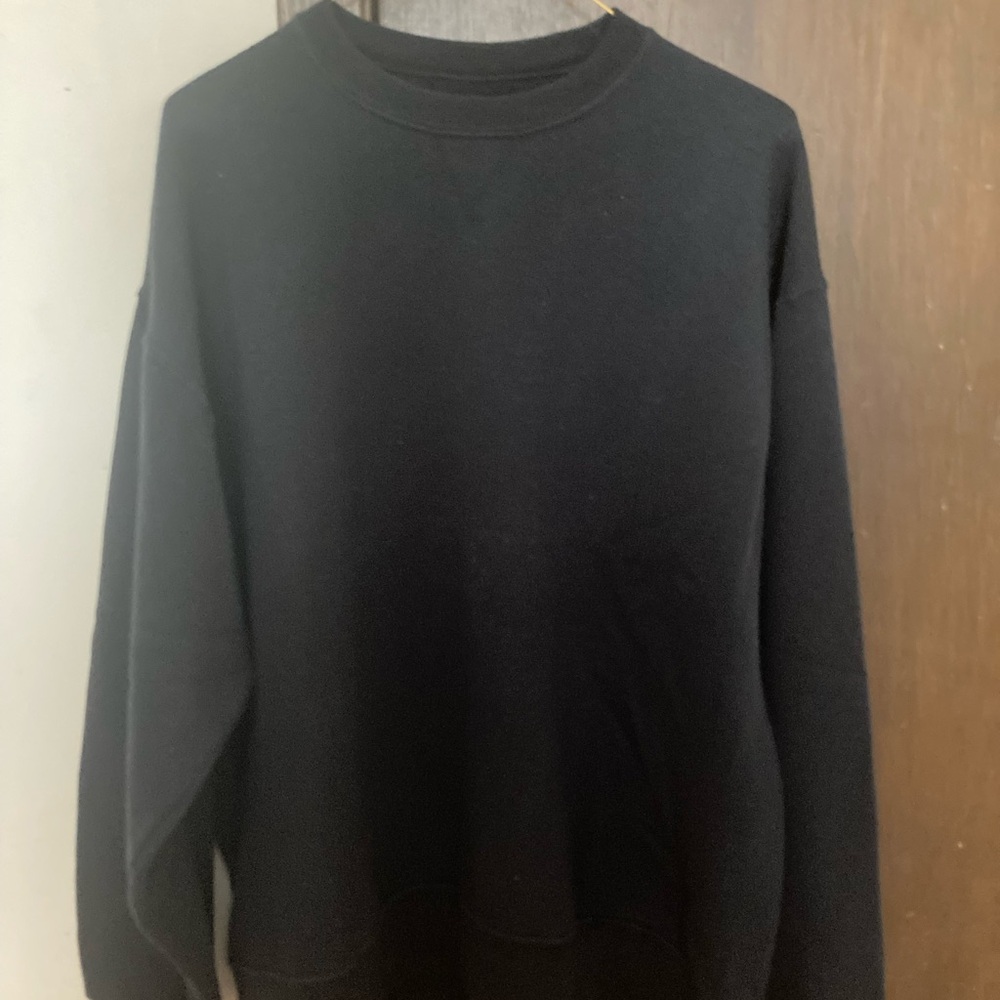 Vintage 90's Fruit Of The Loom Men's Black Blank Long Sleeve Sweatshirt Size L